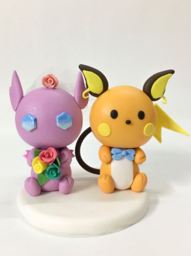 Picture of Raichu & Sableye Wedding Cake Topper, Pokemon Commission Cake Topper, Game lover collectable 