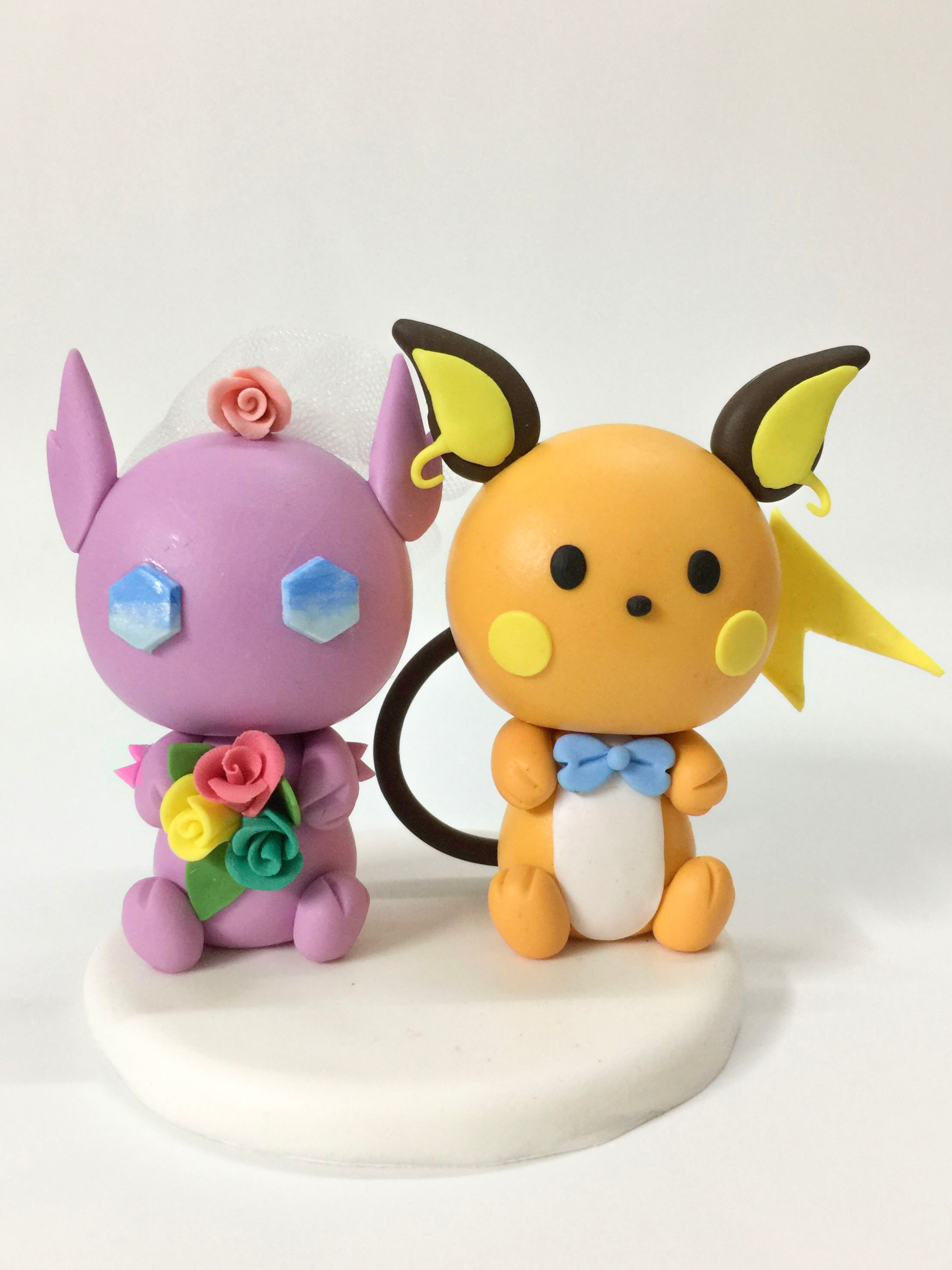 Picture of Raichu & Sableye Wedding Cake Topper, Pokemon Commission Cake Topper, Game lover collectable 