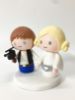 Picture of Han Solo Groom & Blonde Princess Leia Bride Wedding Cake Topper, Star Wars Fans Anniversary Gifts, Geek Party Decor