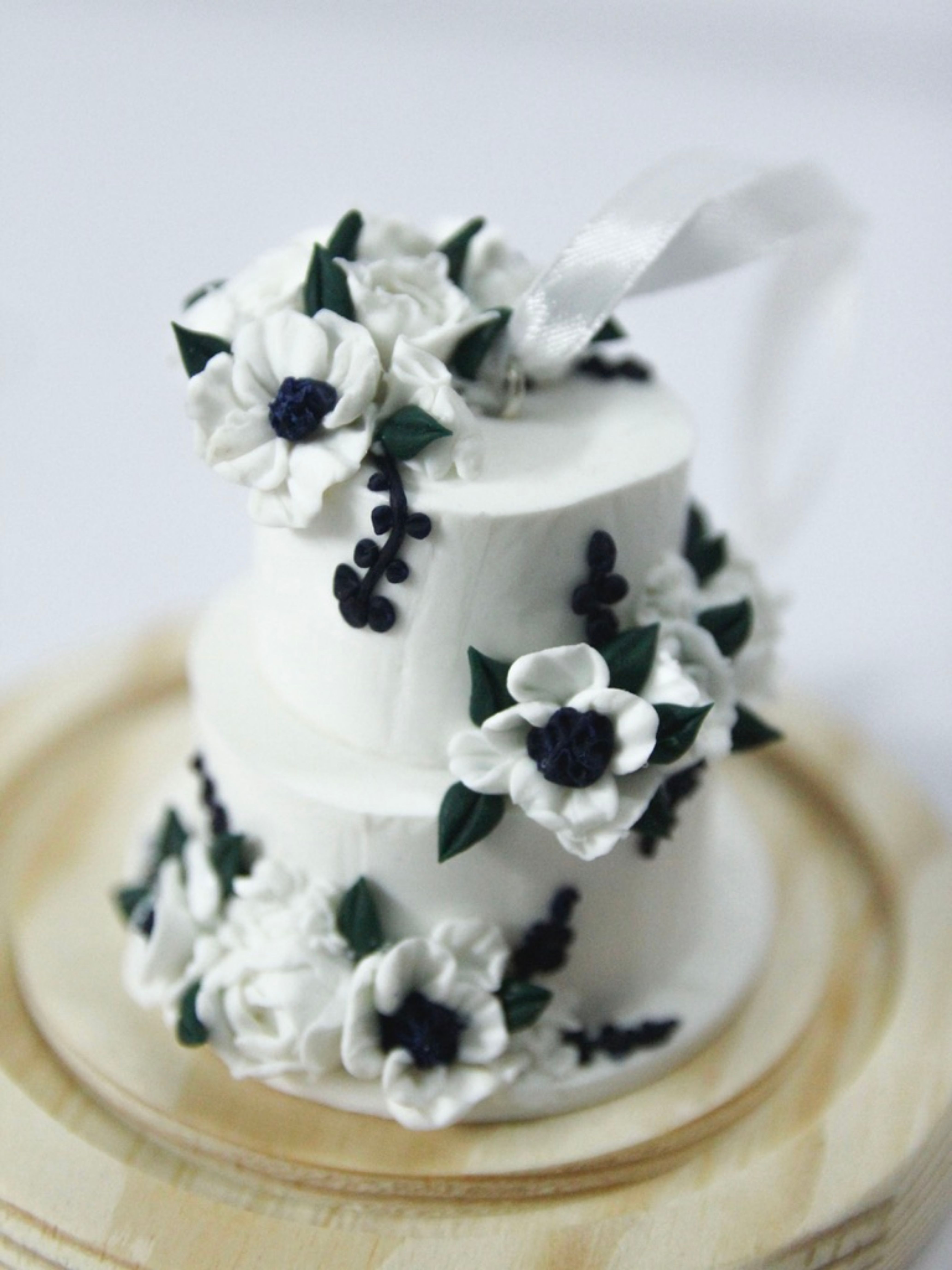 Picture of Personalized Wedding Cake Replica, Miniature Wedding Cake Ornament, 1st Anniversary Gift