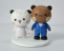 Picture of Milk & Mocha Wedding Cake Topper, Milk bride in floral dress and Mocha Groom in Blue Suit Figurine, Bridal Shower Decor