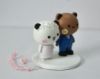 Picture of Milk & Mocha Wedding Cake Topper, Milk bride in floral dress and Mocha Groom in Blue Suit Figurine, Bridal Shower Decor