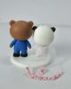 Picture of Milk & Mocha Wedding Cake Topper, Milk bride in floral dress and Mocha Groom in Blue Suit Figurine, Bridal Shower Decor