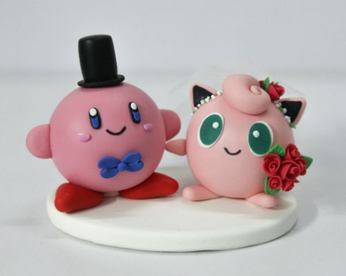 Picture of Kirby & Jigglypuff Wedding Cake Topper, Pokemon wedding cake topper, Gifts for Pokemon Lovers, Pokemon Collectible 