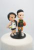 Picture of Volleyball Bride & Basketball Groom Wedding Cake Topper with 2 pets, Memorial dog figurine