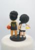 Picture of Volleyball Bride & Basketball Groom Wedding Cake Topper with 2 pets, Memorial dog figurine